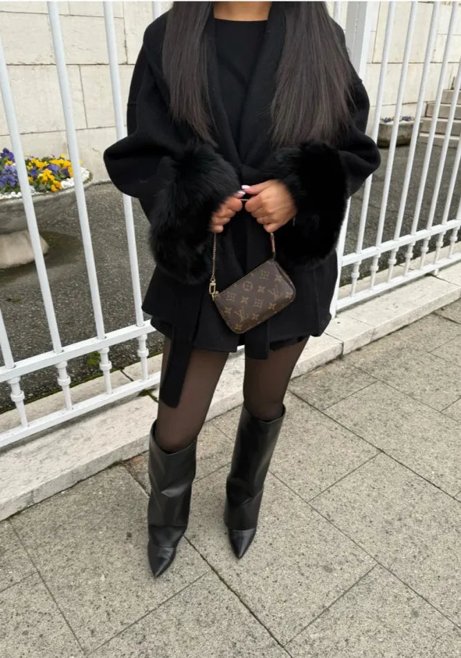 SET: MANTEL & LEDERSTIEFEL